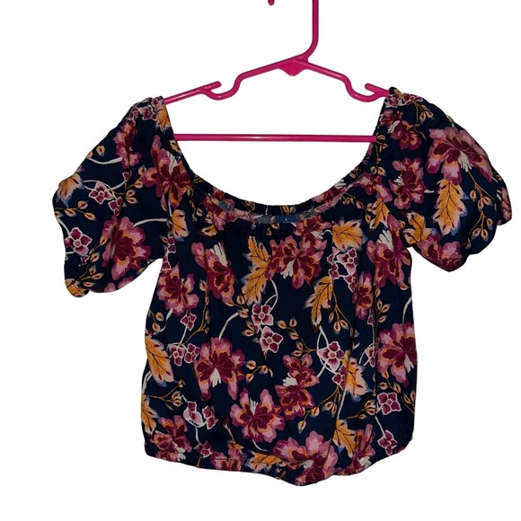 Old Navy Girls Floral Print Off Shoulder Short Sleeve Crop Top, S (6-7) - Picture 1 of 3